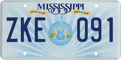 MS license plate ZKE091