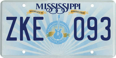 MS license plate ZKE093