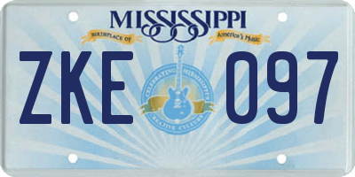 MS license plate ZKE097