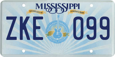 MS license plate ZKE099