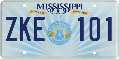 MS license plate ZKE101