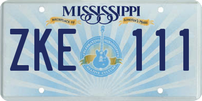 MS license plate ZKE111