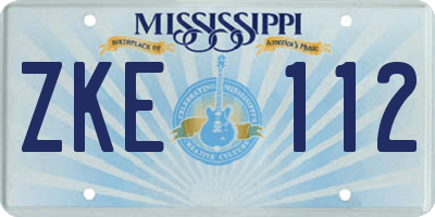MS license plate ZKE112
