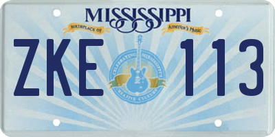MS license plate ZKE113
