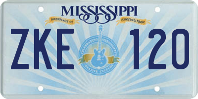 MS license plate ZKE120