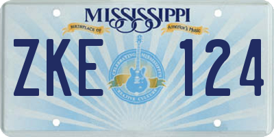 MS license plate ZKE124