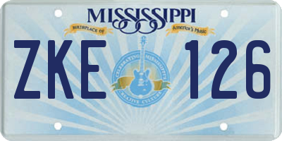 MS license plate ZKE126