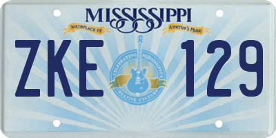 MS license plate ZKE129