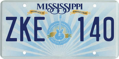MS license plate ZKE140