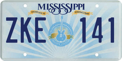 MS license plate ZKE141
