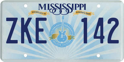 MS license plate ZKE142