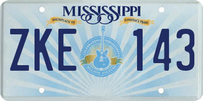 MS license plate ZKE143