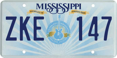 MS license plate ZKE147