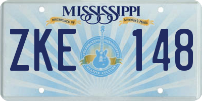 MS license plate ZKE148
