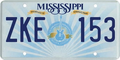 MS license plate ZKE153
