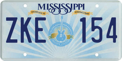 MS license plate ZKE154