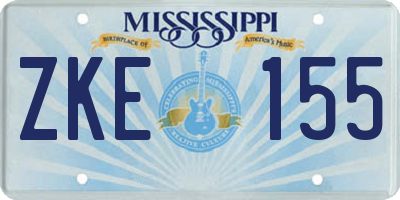 MS license plate ZKE155