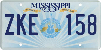 MS license plate ZKE158