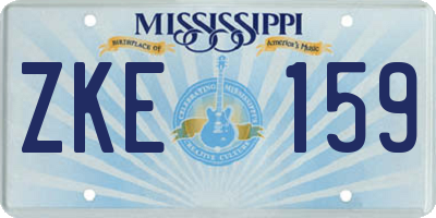 MS license plate ZKE159