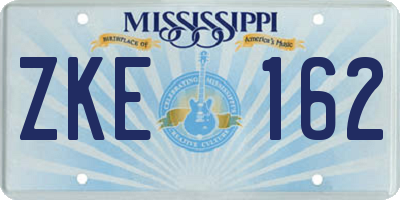 MS license plate ZKE162