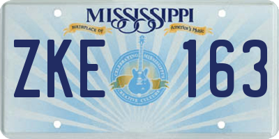 MS license plate ZKE163