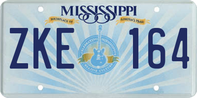 MS license plate ZKE164
