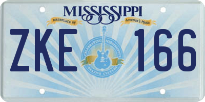 MS license plate ZKE166