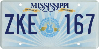 MS license plate ZKE167