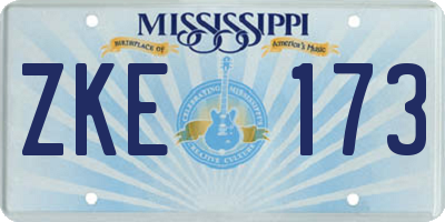 MS license plate ZKE173