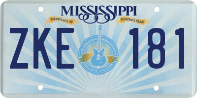 MS license plate ZKE181