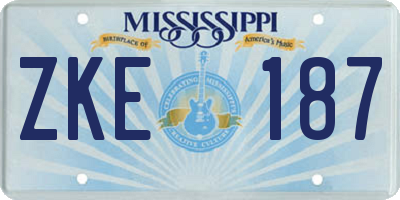 MS license plate ZKE187
