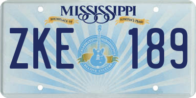 MS license plate ZKE189