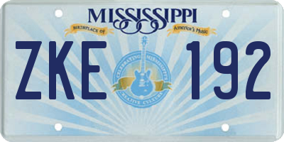 MS license plate ZKE192