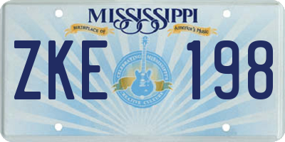 MS license plate ZKE198