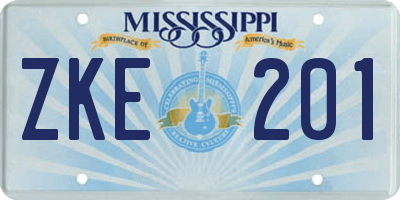 MS license plate ZKE201