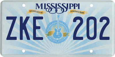 MS license plate ZKE202
