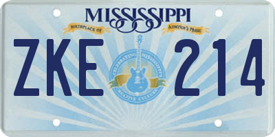 MS license plate ZKE214