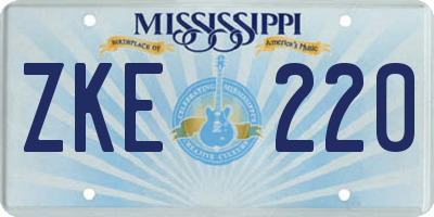 MS license plate ZKE220