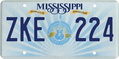 MS license plate ZKE224
