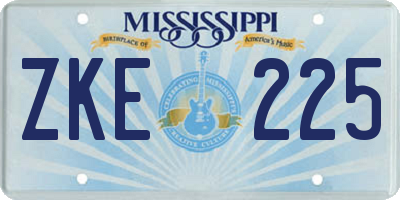 MS license plate ZKE225