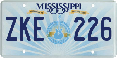 MS license plate ZKE226