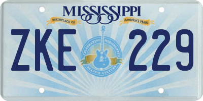 MS license plate ZKE229