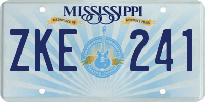 MS license plate ZKE241