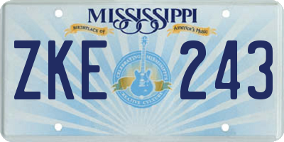 MS license plate ZKE243