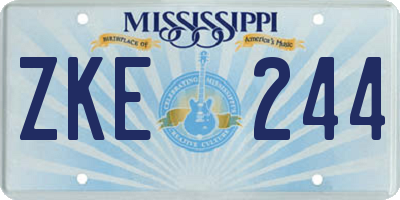 MS license plate ZKE244