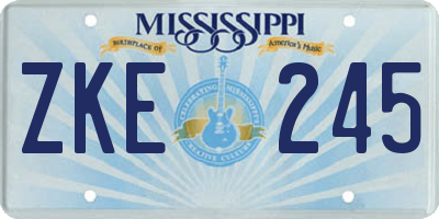 MS license plate ZKE245