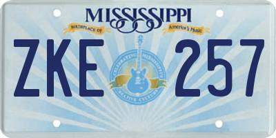 MS license plate ZKE257