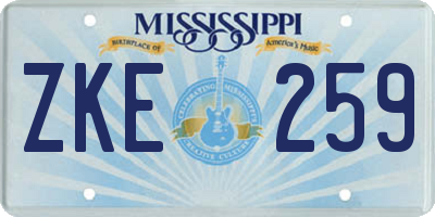 MS license plate ZKE259