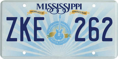MS license plate ZKE262