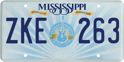 MS license plate ZKE263